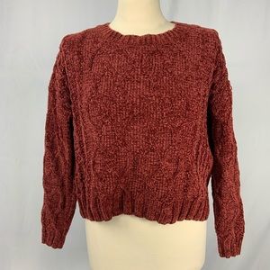 Hippie Rose Burgundy Chenille Sweater
